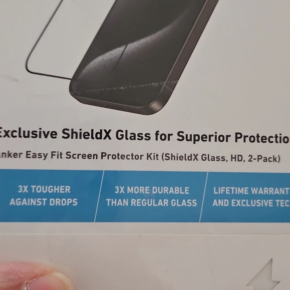 Anker ShieldX Glass Screen Protector for iPhone 16 - 2 Pack
